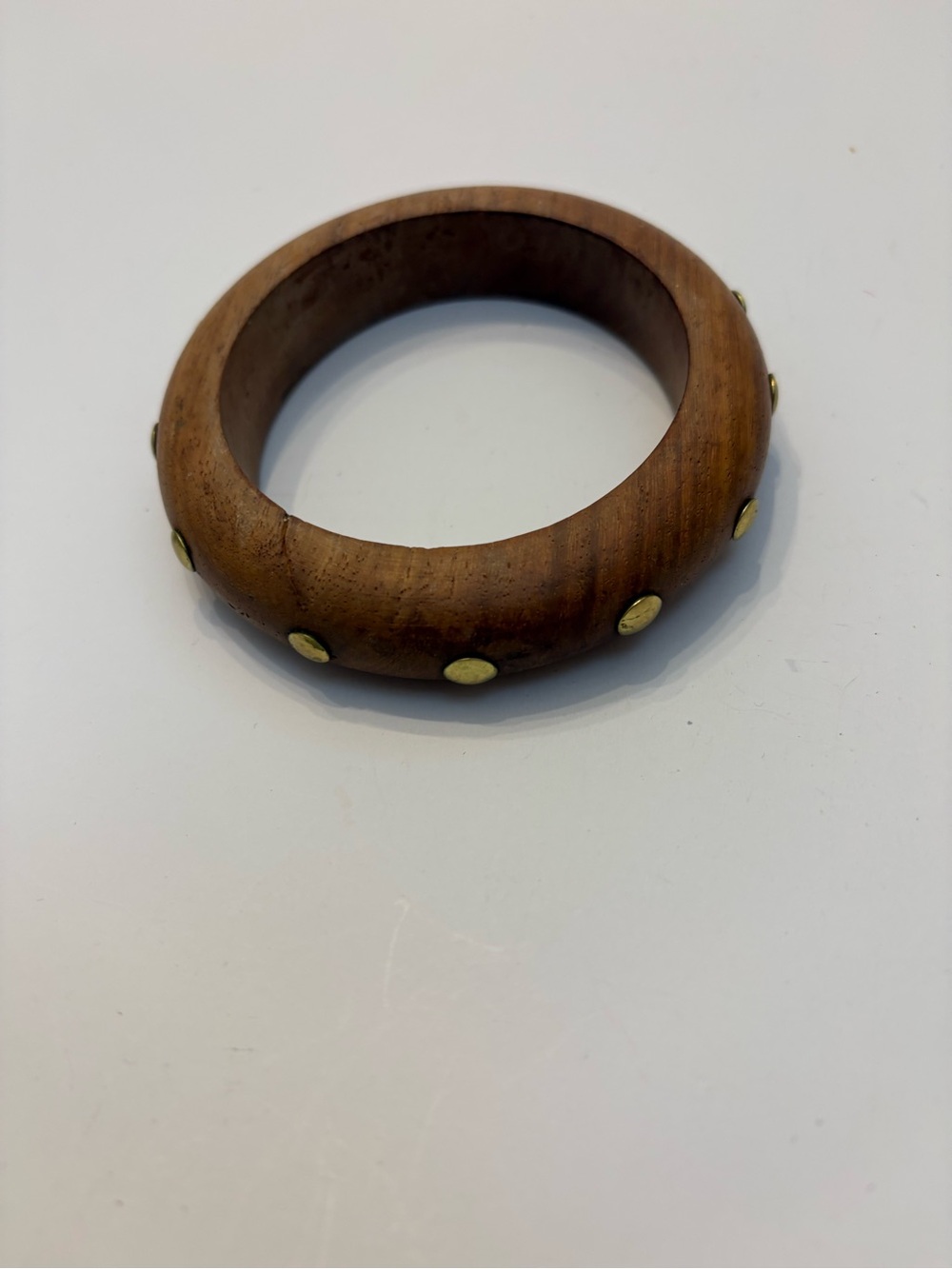 Wooden Studded Bangle Bracelet - Brown